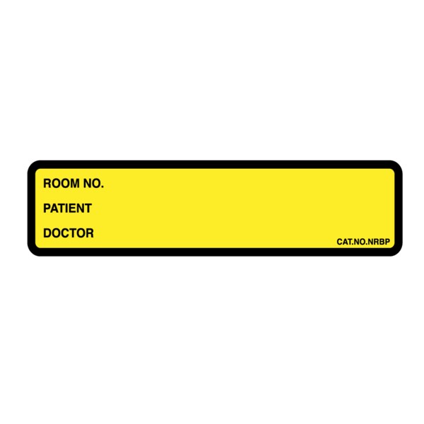 Printed Chart Labels - Room No/name/ Doctor 1-3/8" x 5-3/8" Yelw w/Blk